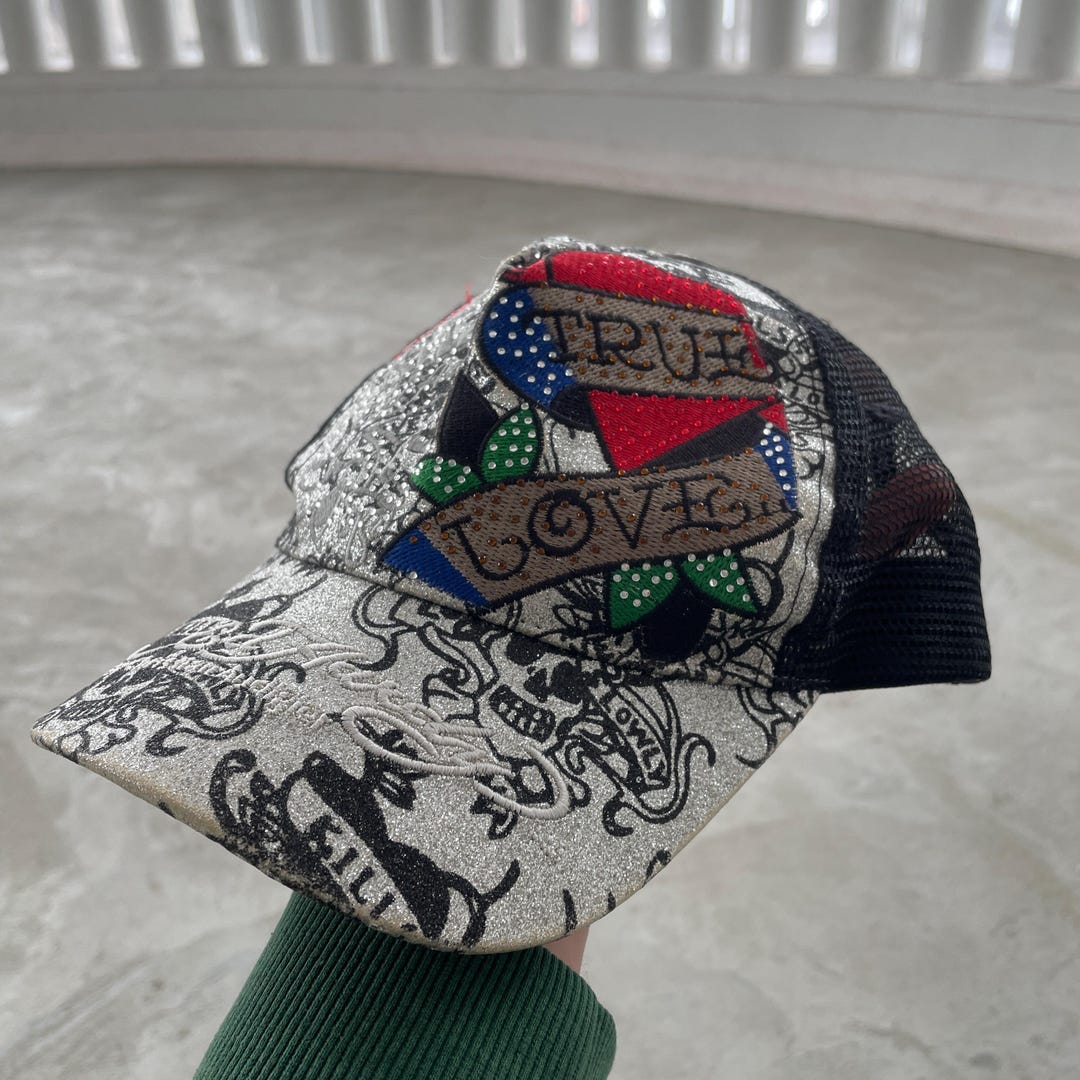 Ed Hardy Christian Audigier Trucker Hat Cap True Love Rhinestone ...