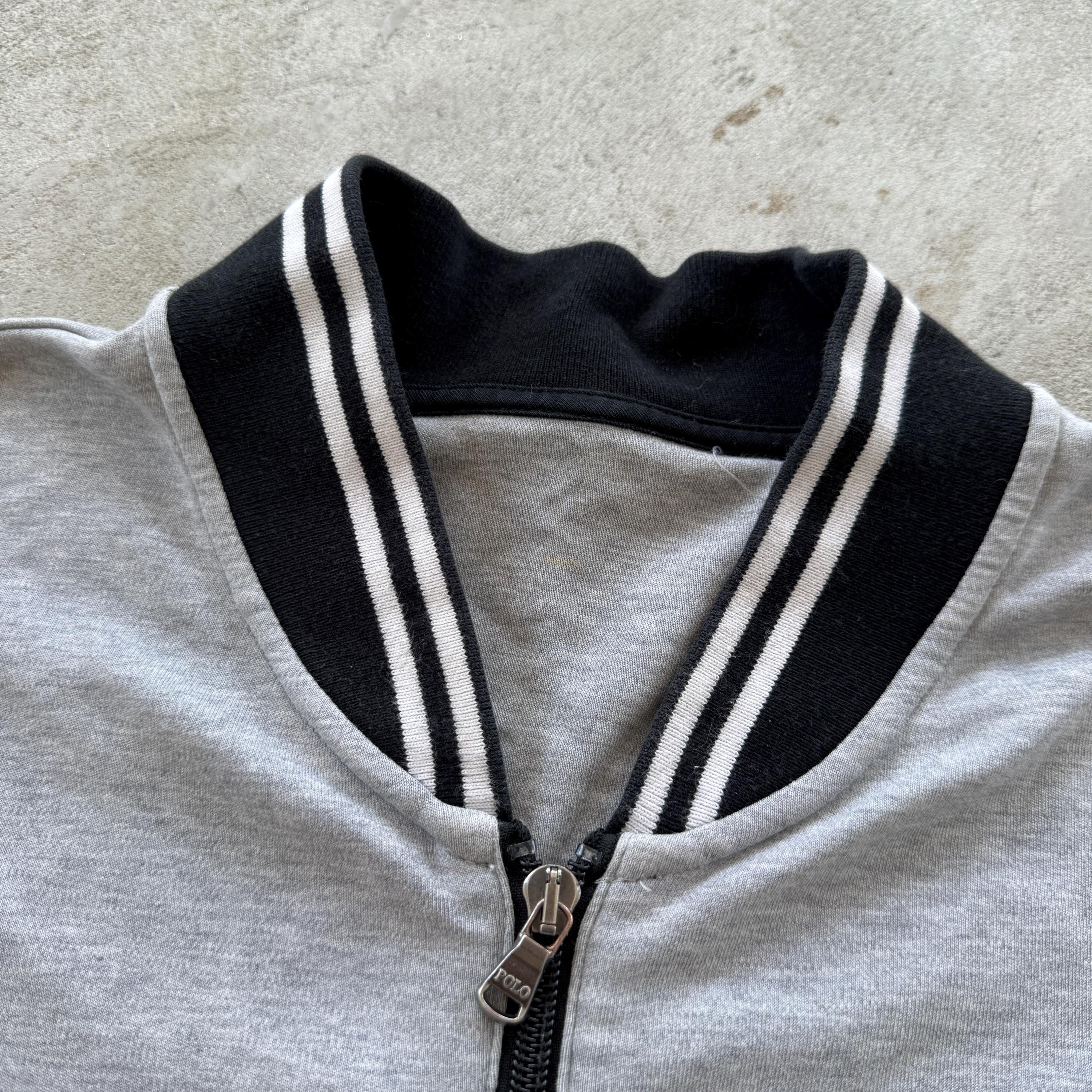 Vintage 90s Polo Ralph Lauren Cotton Full Zip Jacket Size XL Gray