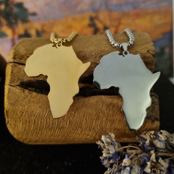 Afrika Halskette Karte zierlich Afrikaumriss Kontinent vergoldet / silber Geschenk | Africa Necklace Charm Souvenir | Collier Afrique
