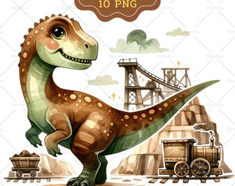 Watercolor Dinosaur Clipart: Nursery & Party Decor (Digital Download)