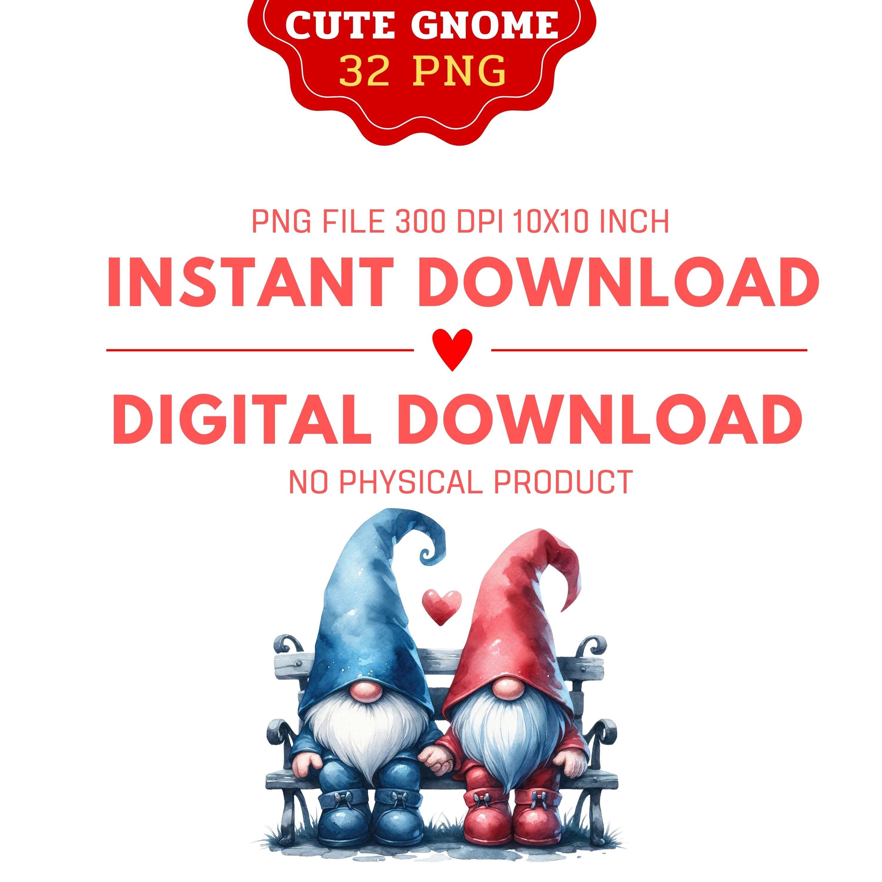 Valentine Gnome Watercolor Clipart, Cute Gnome Clipart, Red Gnome ...