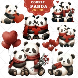 Clipart de panda fofo dos namorados, clipart de panda dos namorados, clipart de amor, panda fofo png, animal bebê, coração de amor, panda do dia dos namorados png