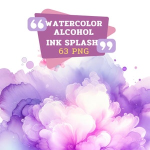 63 Pastel Watercolor Alcohol Ink Splash Clipart: PNG Paint Splatters ...