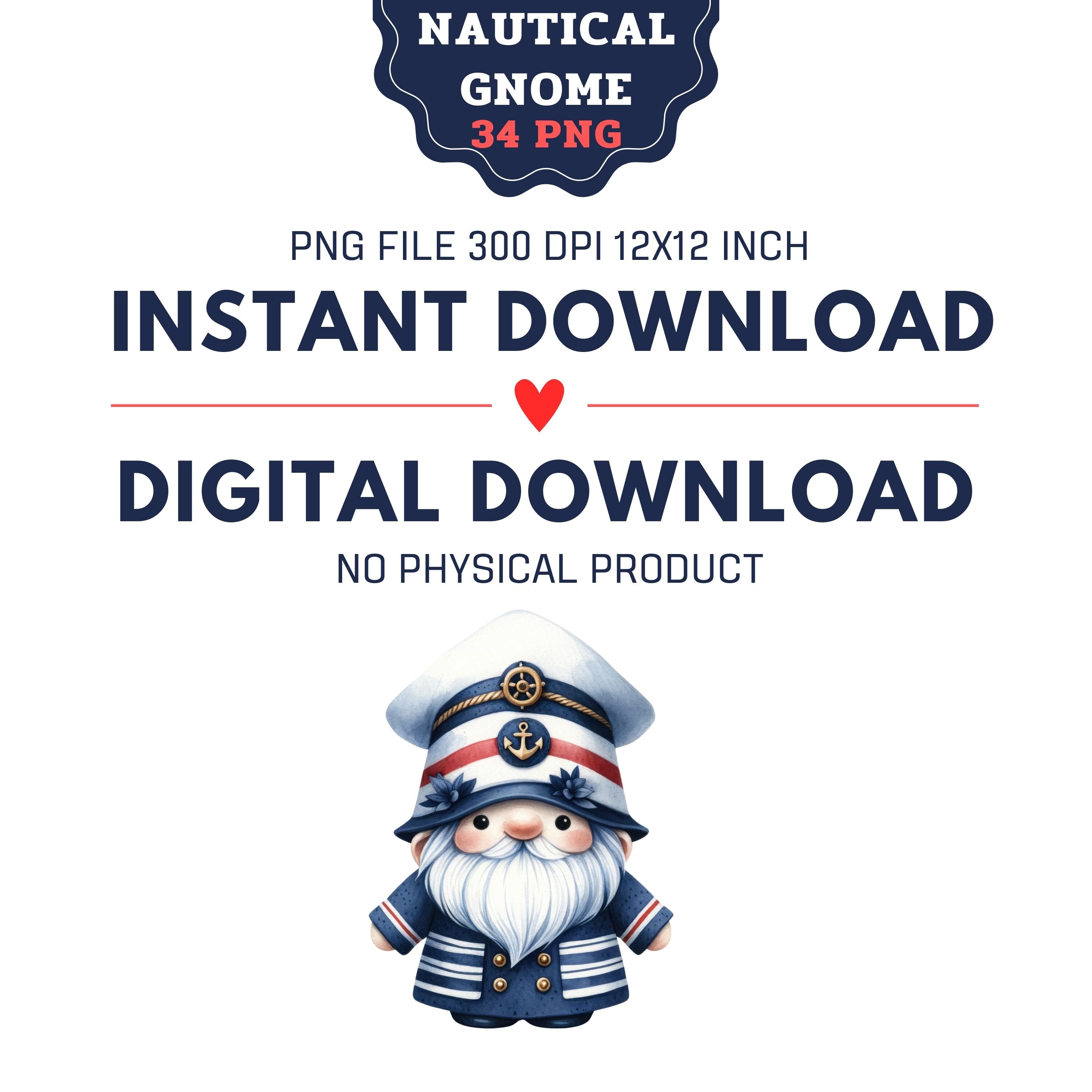 Nautical Gnome Clipart Bundle: Sailor PNG Graphics (commercial Use ...