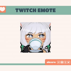 FFXIV Y&#39;shtola Rhul Sip Emote || 1 Static Emote for Twitch / Youtube / Discord || Cute Final Fantasy FF14 Emote