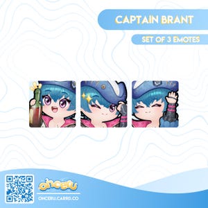Wuthering Waves Captain Brant Emote Set || 3 Static Emotes for Twitch / Youtube / Discord || Cute WuWa Emotes