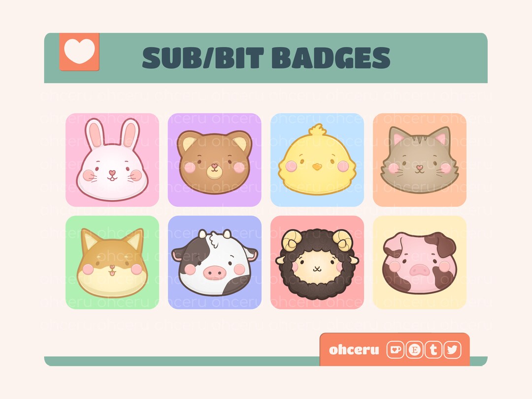 Chibi Animal Badge Set || 8 Badges for Twitch / Youtube / Discord ...