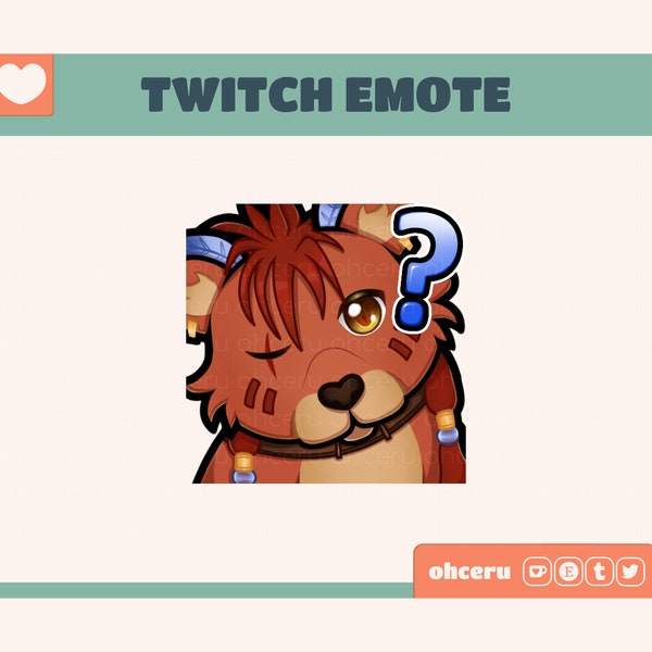 FFVII Red XIII Huh Confused Emote || 1 Static Emote for Twitch / Youtube / Discord || Cute Final Fantasy FF7 Emote