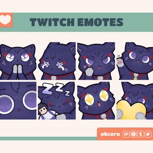 Scarameow Emote Set || 8 Emotes for Twitch / Youtube / Discord || Cute Cat Twitch Emotes || Scaramouche Genshin Emotes