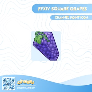 FFXIV Square Grapes Channel Point Icon || 1 Static Emote for Twitch / Youtube / Discord || Final Fantasy Meme Emote || Squapes
