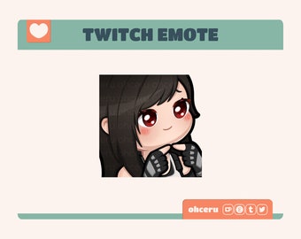 FFVII Tifa Lockhart Shy Emote || 1 Static Emote for Twitch / Youtube / Discord || Cute Final Fantasy FF7 Emote