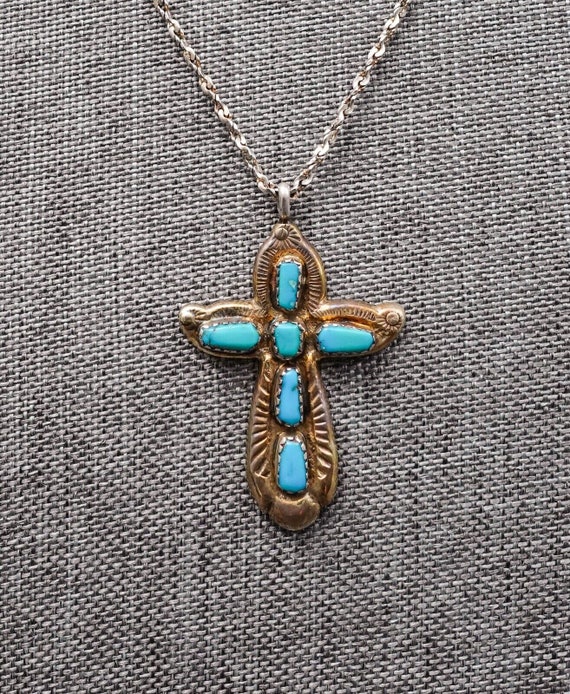 Horace Iule Signed Zuni Sterling Silver Turquoise… - image 1