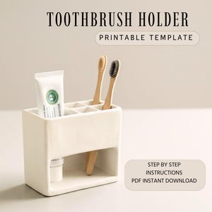 Toothbrush holder Template: Ceramic Slab Building Pattern (PDF Pattern)