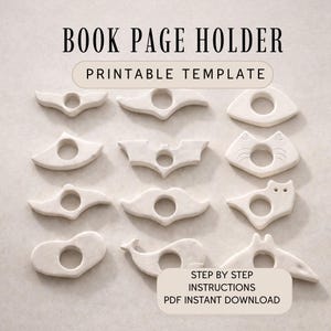 Book page holder Pottery Template – Handbuilt Ceramic reading ring – Digital Download