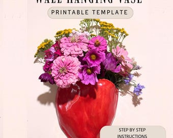 Wall vase pottery template: hanging vase DIY Ceramic Slab Building (PDF Pattern)