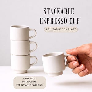 Stapelbare espressomok Aardewerksjabloon: Slab Building-espressokop (pdf-patroon)