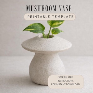 Modello in ceramica per vaso a forma di fungo – modello PDF per articoli per la casa Vaso in ceramica unico – Download digitale