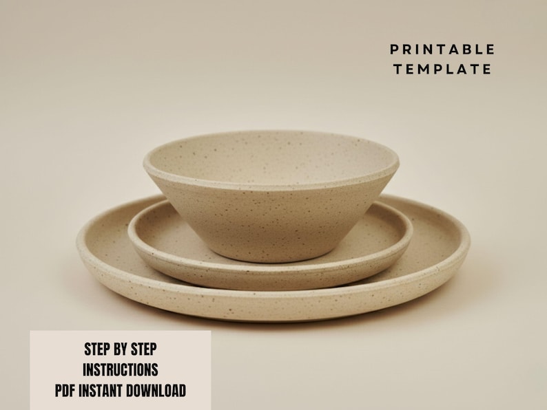 Pottery Dinnerware Template: Slab Built Bowl & Plate Set (PDF Pattern ...