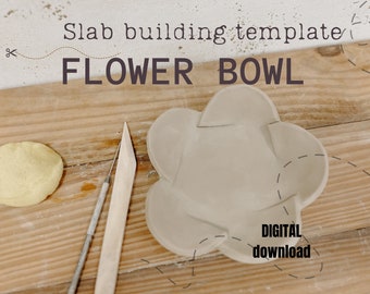 Origami pottery template for slab building a flower bowl, pottery tool,  slab pottery template