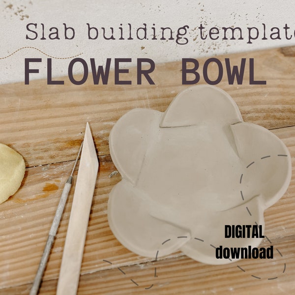 Origami pottery template for slab building a flower bowl, pottery tool,  slab pottery template