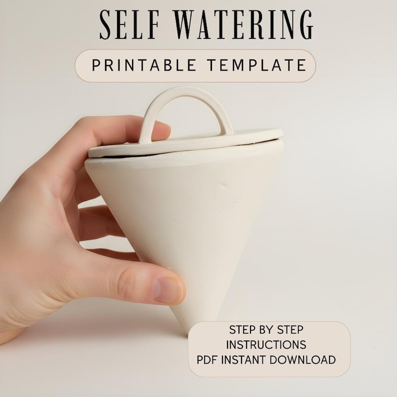 Oya self watering Pottery Template: instant download (PDF Pattern) image 1