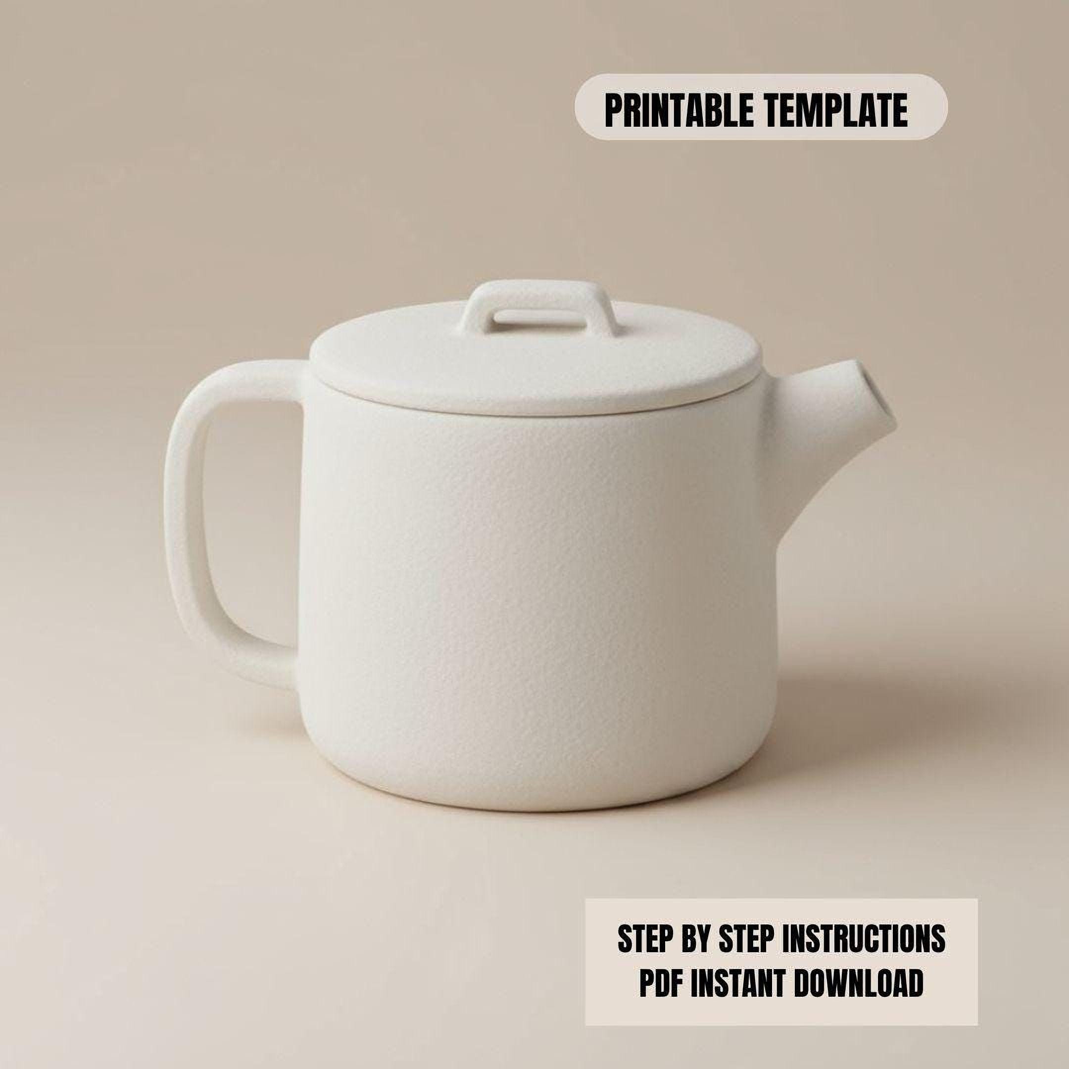 陶器製ティーポットの型紙：DIYスラブ成形（PDFパターン） - Etsy 日本