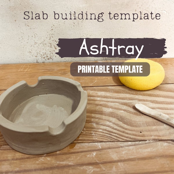 Ceramic ashtray pottery template for slab building, cigar ashtray slab building template pattern