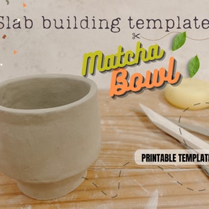 Matcha bowl pottery template for slab building,  chawan ceramic pattern, DIY Ceramics Craft, tea cup slab building template
