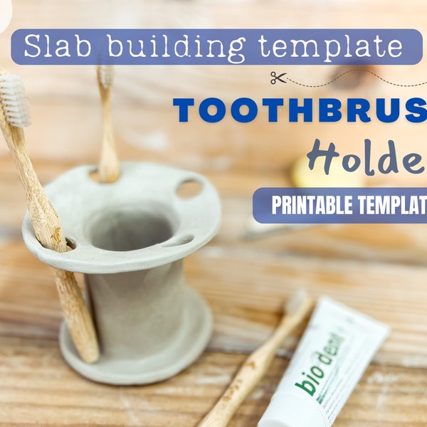 Toothbrush holder pottery template for slab building, pottery tool,  slab pottery template, bathroom organizer, dental gift