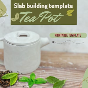 Ceramic teapot pottery template, pottery tool, tea pot ceramic pattern, DIY pottery  DIY slab building template clay teapot, tea lover gift