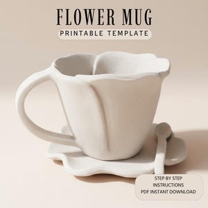 Modello di tazza in ceramica con fiori: modello PDF per la costruzione di lastre