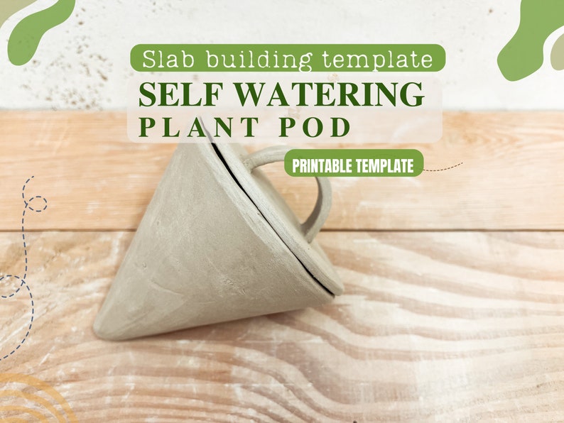 Self watering plant pod pottery template, Olla watering slab building template, pottery tool,  plant watering globe