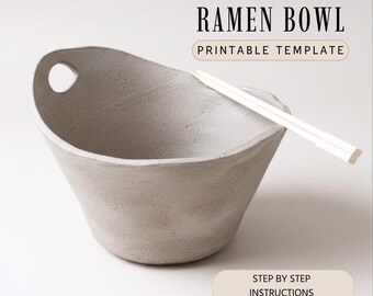 Ramen Bowl Pottery Template with Chopsticks Rest, slab building template (PDF Pattern)