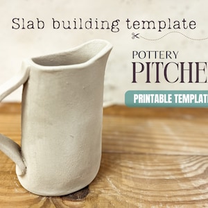 Pottery pitcher slab building template, pottery template for slab building a jug, pdf ceramic pattern, pottery tool, DIY pottery