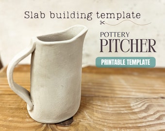 Pottery Pitcher Slab Building Template: DIY Ceramic Jug (PDF Pattern)