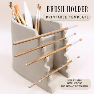 Modèle de porte-pinceau de poterie : organiseur de stylo en céramique (modèle PDF)