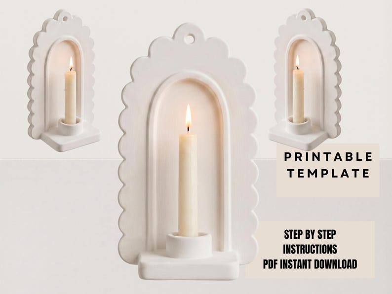 a white candle holder with a lit candle inside, set against a plain white background.