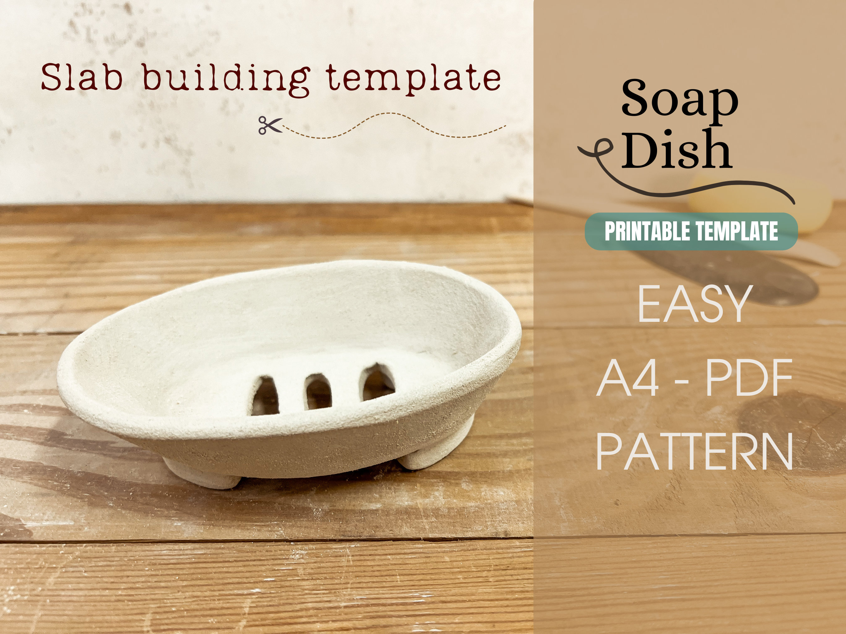 Pottery Soap Dish Template: Slab Build, Draining Design (PDF Pattern ...