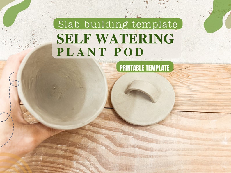 Self watering plant pod pottery template, Olla watering slab building template, pottery tool,  plant watering globe