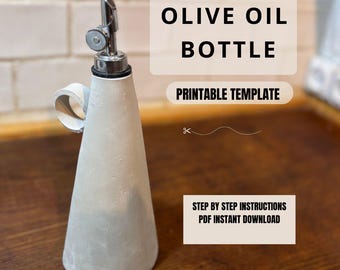 Oil dispenser Bottle Pottery Template: Slab Building PDF Pattern