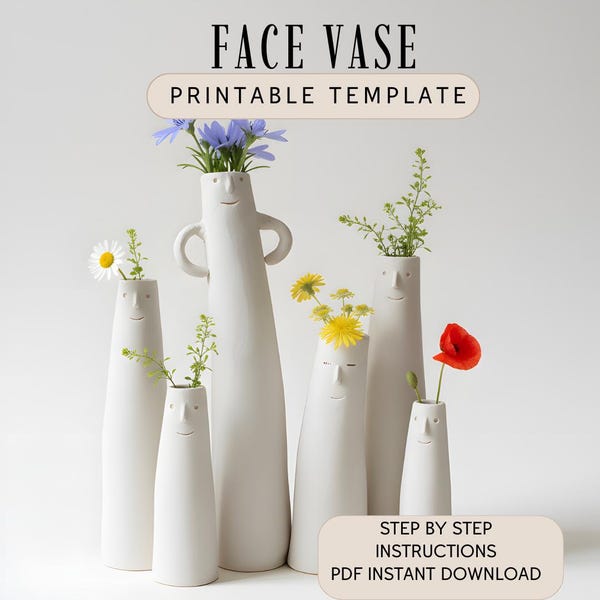 Tall Vase Pottery Template: DIY Ceramic Pattern (PDF Pattern)