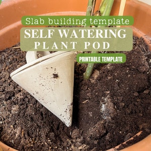 Self watering plant pod pottery template, Olla watering slab building template, pottery tool,  plant watering globe