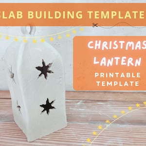 Christmas lantern pottery template, slab building template ceramic lantern, pottery lantern ceramic pattern, pottery candle lantern