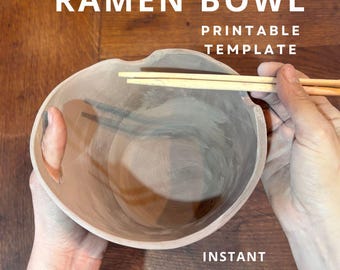 Ramen Bowl Pottery Template with Chopsticks Rest (PDF Pattern)