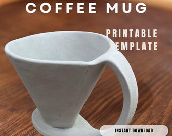 Pottery Coffee Mug Template: Slab Building, Ceramic Tool (PDF Pattern)