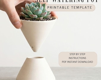 Self watering pot  Pottery Template – Instant Download