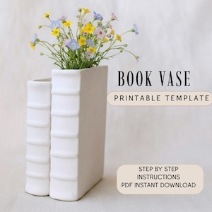 Book Vase Pottery Template – Printable PDF for Slab Building
