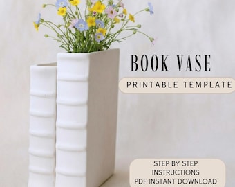 Book Vase Pottery Template – Printable PDF for Slab Building