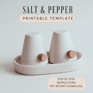 Salero y pimentero de cerámica. Plantilla de cerámica: Construcción de losas DIY (Patrón PDF).