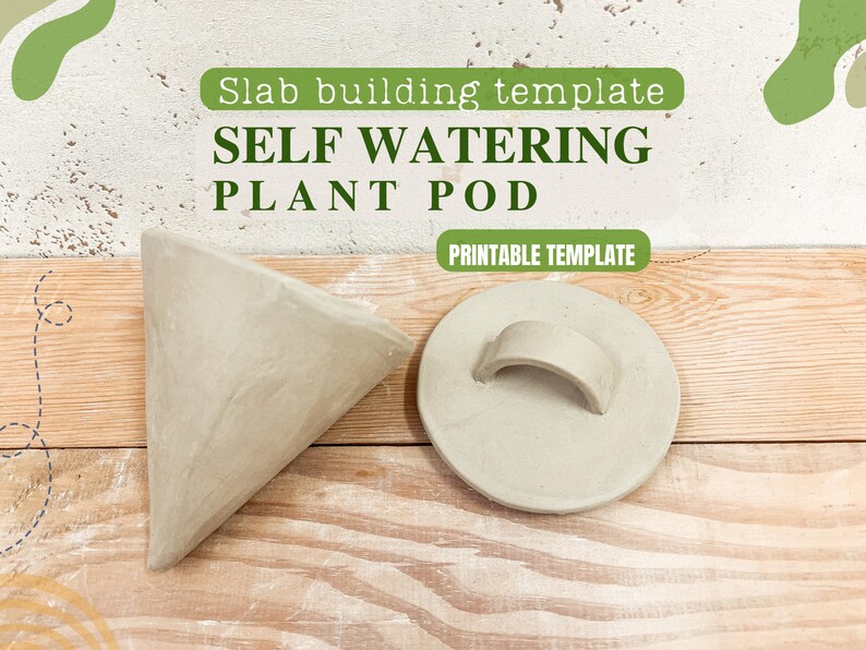 Self watering plant pod pottery template, Olla watering slab building template, pottery tool,  plant watering globe